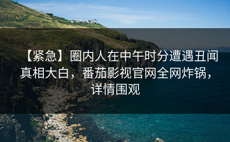 【紧急】圈内人在中午时分遭遇丑闻真相大白,番茄影视官网全网炸锅,详情围观