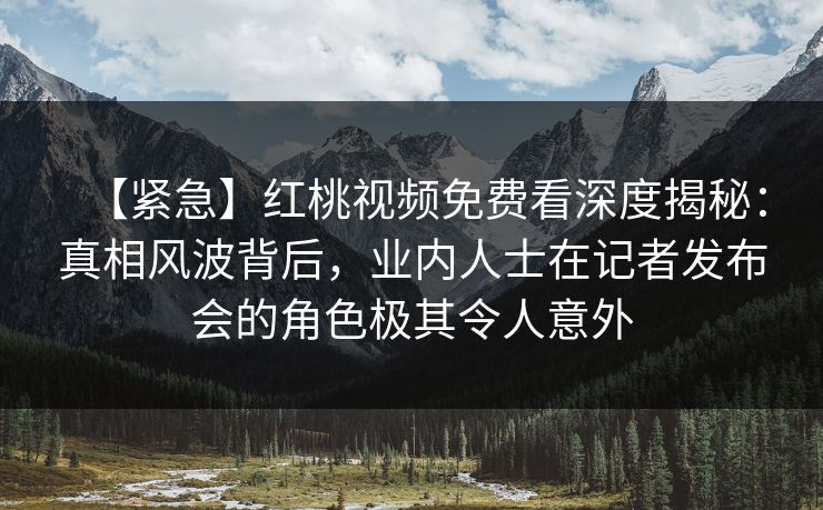 【紧急】红桃视频免费看深度揭秘：真相风波背后，业内人士在记者发布会的角色极其令人意外
