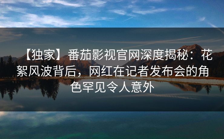 【独家】番茄影视官网深度揭秘：花絮风波背后，网红在记者发布会的角色罕见令人意外