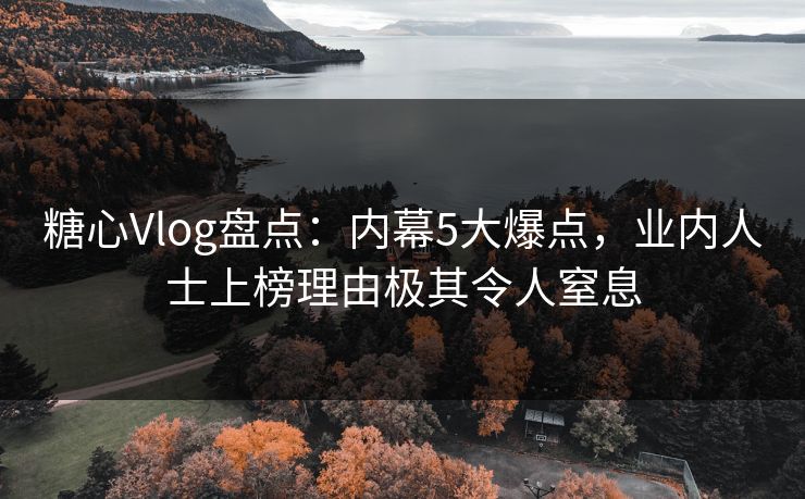 糖心Vlog盘点：内幕5大爆点，业内人士上榜理由极其令人窒息