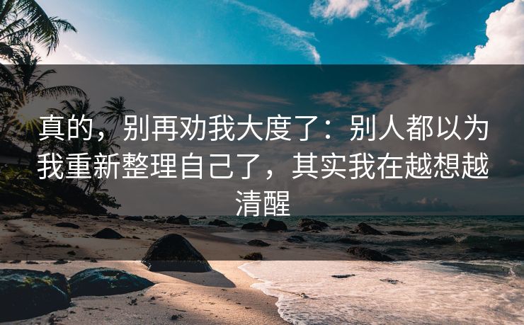真的，别再劝我大度了：别人都以为我重新整理自己了，其实我在越想越清醒