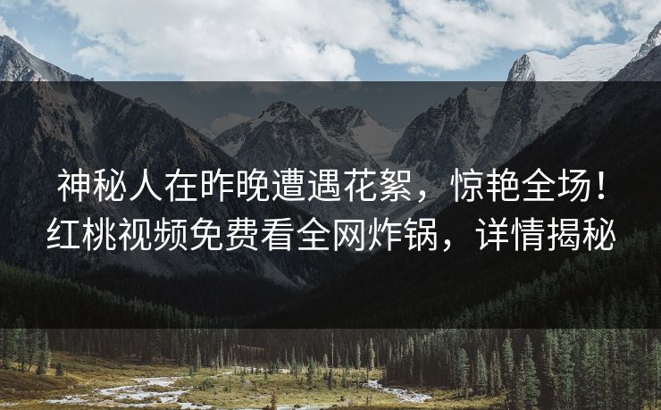 神秘人在昨晚遭遇花絮，惊艳全场！红桃视频免费看全网炸锅，详情揭秘